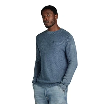 Abbildung von G Star RAW Herren Moss Knitted Pullover, Blau (Sun Faded Blue D24461 D559 A587), XXL