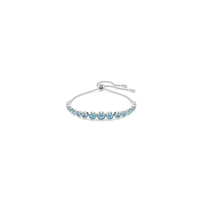 Abbildung von Swarovski Imber Tennis Armband, Gemischte Rundschliffe, Blau, Rhodiniert