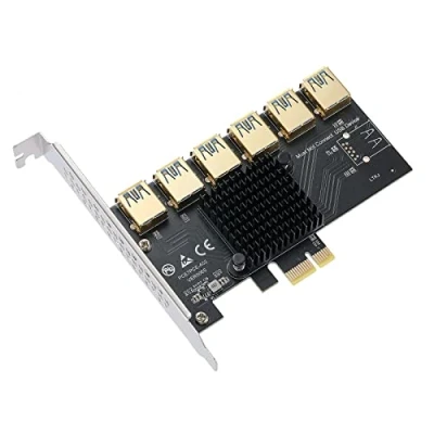 Abbildung von MZHOU PCI E 1 bis 6 USB Steckplätze Riser Karte Höhere Stabilität 3.0 Adapter Multiplikatorkarte für Bitcoin Mining,PCIE X1,X4, X8, X16 Slots GPU