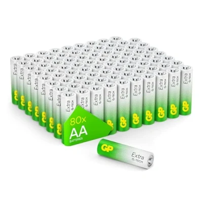 Abbildung von GP Extra Alkaline Batterien AA 1,5V Longlife G TECH Technologie 80 Stück R6 Mignon Vorratspack Batterien, Briefkasten geeignete Verpackung
