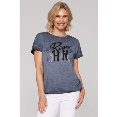 Abbildung von Soccx MIT Gummizugsaum Tshirt print, Damen, Größe: Large, Blue grey