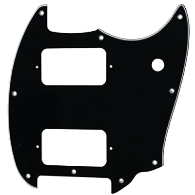 Abbildung von Musiclily Pro 9 Löcher Round Corner HH Pickguard 2 Humbuckers Schlagbrett für Squier Bullet Series Mustang E Gitarre, 3 lagig Schwarz