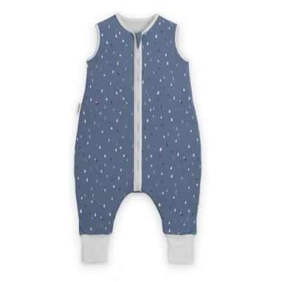 Abbildung von Ehrenkind® Babyschlafsack Schlafsack mit Füßen 2.5 TOG Bio Baumwolle Ganzjahres Baby Gr. 80 Farbe Jeansblau Tropfen Oeko Tex winter und Sommer