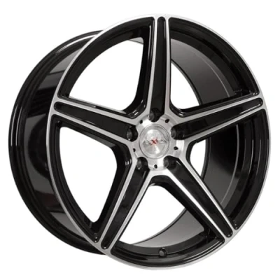 Abbildung von AXXION 5 loch 21Zoll 112mm Alufelge AX7 mattschwarz Front poliert 12136 Felge