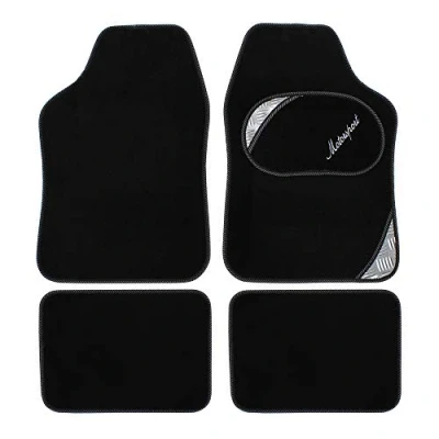 Abbildung von JVL 01 930SI Universal Teppich mit PVC Rückseite, Motorsport Set, Schwarz/Silber, 4 teilig