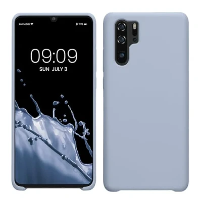 Abbildung von kwmobile Hülle kompatibel mit Huawei P30 Pro Silikon Handy Case Handyhülle weiche Oberfläche kabelloses Laden Hellblau matt