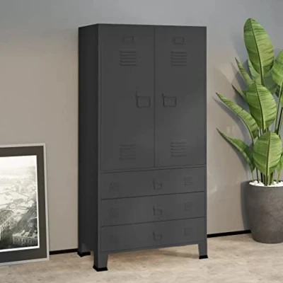 Abbildung von vidaXL Kleiderschrank Industrial Anthrazit 90x50x180 cm Metall (1 St)
