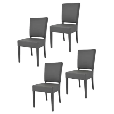 Abbildung von t m c s Tommychairs 4er Set Moderne Stühle Genny für Küche und Esszimmer, robuste Struktur aus lackiertem Buchenholz Farbe Dunkelgrau, gepolstert mit dunkelgrauem Kunstleder bezogen