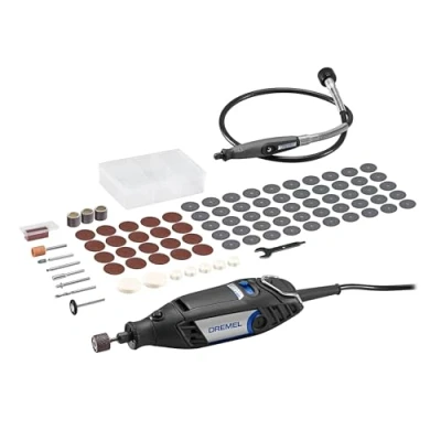 Abbildung von Dremel 3200 Multifunktionswerkzeug 130W, mit 1 Aufsatz biegsamer Welle, 90 Zubehörteile, variable Drehzahl 10.000 35.000 U/min zum Schneiden, Schnitzen, Schleifen, Polieren, Fräsen, Gravieren