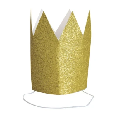 Abbildung von Partygeschenke Mini Papierkronen Gold Glitter 4er Pack