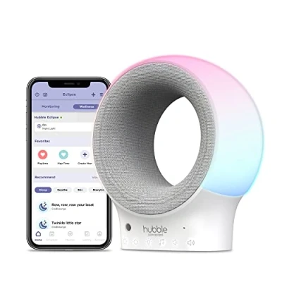 Abbildung von Hubble Eclipse intelligenter Baby Audio Monitor mit Nachtlicht in 7 Farben, Lautsprecher beruhigender Musik und Schlaftracks, Raumtemperatursensor Schlaftrainer Wi Fi Verbindung