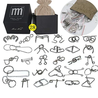Abbildung von Gracelaza 28 Stück Entwirrung Puzzles Geduldspiele Set Knobelspiele Kit Magisches Spielzeug Denksportaufgaben Metallpuzzle Ideal und Geschenk für Junge Mädchen