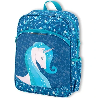 Abbildung von OFITURIA Schulrucksack für Mädchen, Rucksack anpassbar an Trolley, ergonomisch gepolsterte Schultergurte, Kinderrucksack mit Vordertasche und Seitentasche (Fantasy)