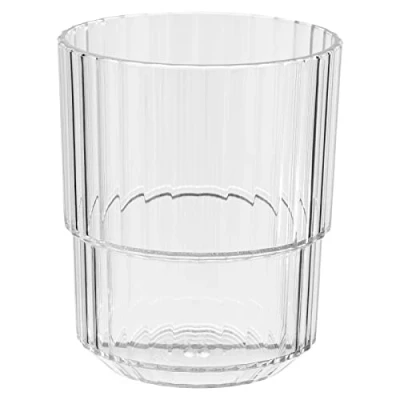 Abbildung von APS Trinkbecher LINEA Hochwertiges Tritan Kunststoff Trinkglas mit 0,3 Liter, BPA frei, stapelbar, bruchfestes Mehrweg Glas, wiederverwendbar und spülmaschinenfest, 300 ml, crystal clear