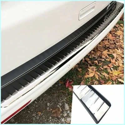 Abbildung von Passend für T5 Transporter/Caravelle/Multivan Heckstoßstangenschutz, Edelstahl, dunkles Chrom