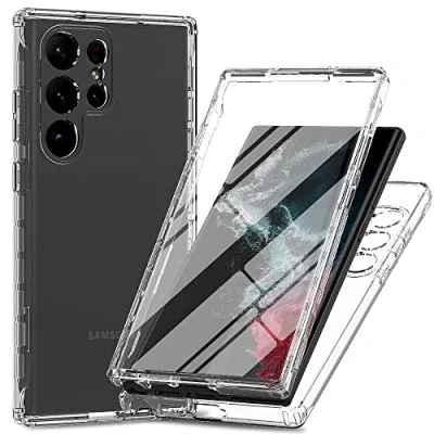 Abbildung von XINNI Hülle für Samsung Galaxy S23 Ultra 5G, 360 Grad Stoßfeste Schutzhülle mit Integriertem Bildschirmschutz, Robuster Bumper Outdoor Full Body Case, Kristall