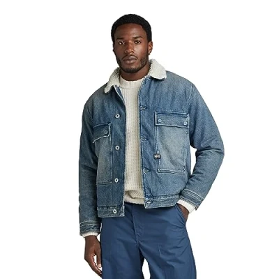 Abbildung von G STAR RAW Herren Utility Flap Pocket Sherpa Jacke, Blau (antique faded blue agave D23595 D436 G129), XL