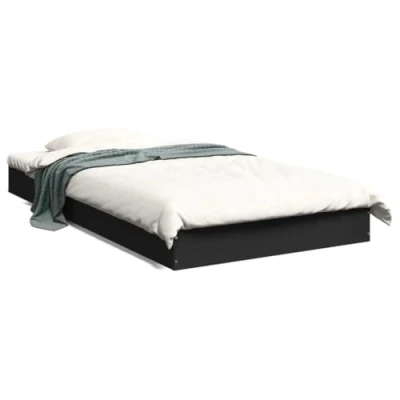 Abbildung von vidaXL Bettgestell, Bett Einzelbett für Schlafzimmer, Bettrahmen mit Lattenrost, Schlafzimmerbett Modernes Design, Schwarz 90x190cm Holzwerkstoff