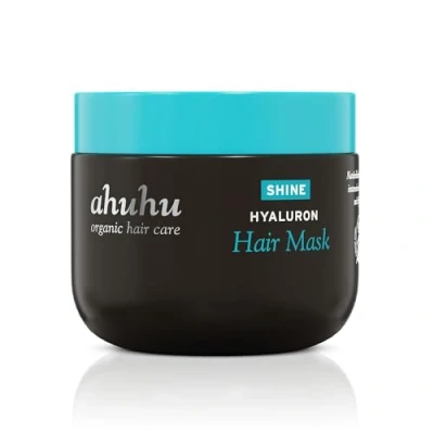 Abbildung von ahuhu SHINE Hyaluron Haarmaske (150 ml) &amp; Hibiskus Extrakt sorgen für strahlenden Glanz glatte Haaroberfläche, verbessert die Kämmbarkeit Elastizität, vegane Haarpflege mit Aloe Vera