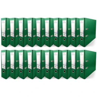 Abbildung von Netuno 20x Akten Ordner Grün DIN a4 Ekobox 2 Ring Mechanik Ringorder 8cm Kunststoff breit Büroordner Plastikordner Briefordner Ringmappe breiter Aktenordner PP farbig