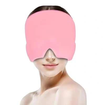 Abbildung von Anti Migräne Maske Relief Cap Einlagig Kühlmaske, Wärmemaske Kopfschmerz, Linderung und Entspannung mit Wärme /Kältetherapie (Rosa)