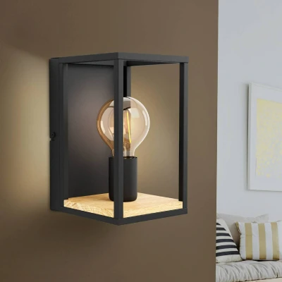 Abbildung von Eglo 99796 Wandleuchte LIBERTAD schwarz, braun L:1416,5 H:24cm mit Kabelschalter