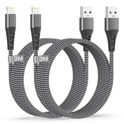 Abbildung von iPhone Ladekabel, Lightning Kabel [2Pack 3m] MFi Zertifiziert USB 3m Lang Schnellladekabel Nylon Ladekabel für 14 13 12 11 Pro Max/XS/X/8/7/6/6/5/SE/iPad