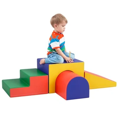 Abbildung von HOMCOM 4er Set Bauklötze Bauspielzeug zum krabbeln, klettern Spielbausteine, (Riesenbausteine, 4 St., Bausteinset), für 1 3 Jahre alt Kinder Kunstleder