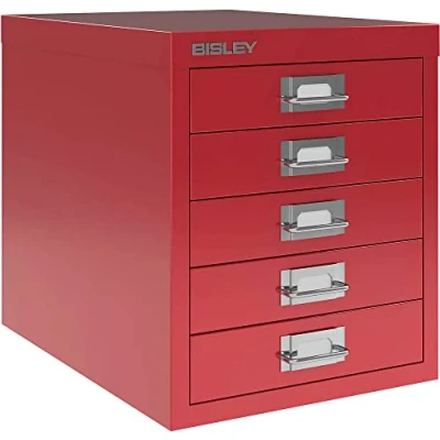 Abbildung von BISLEY MultiDrawer(TM), 12er Serie, 5 Schubladen à H 51 mm, DIN A4, Farbe: Kardinalrot
