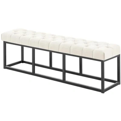 Abbildung von CLP Sitzbank Amun I Mit Stoff Bezug Schwarzem Metallgestell, Farbe:Creme, Größe:150 cm