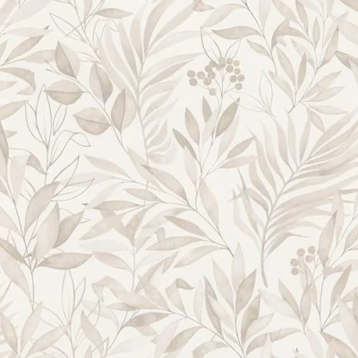Abbildung von Rasch Tapete 286069 Helle Papiertapete mit beigen Blättern in moderner Aquarelloptik 10,05m x 0,53m