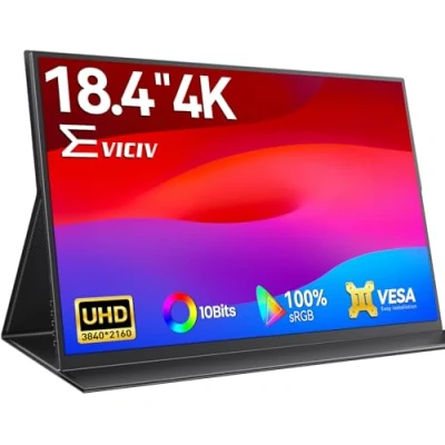 Abbildung von EVICIV Portable Monitor 4K 18,4 Zoll Tragbarer UHD 3840 * 2160 Mobiler mit USB C Mini HDMI für Laptop PC Smartphone Switch PS5
