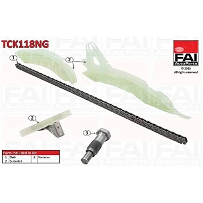 Abbildung von FAI AutoParts TCK118NG Steuerkettensatz ohne Dichtungen, mit Zahnrädern Simplex, Bolzenkette PEUGEOT: 207 CC, Schrägheck, 308 I Schrägheck