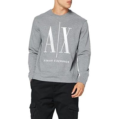 Abbildung von Armani Exchange Herren Icon Sweat Sweatshirt, Grau, XS