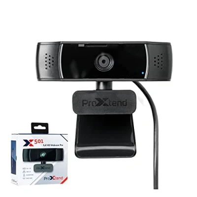 Abbildung von ProXtend Full HD Webcam mit Mikrofon X501 I 2MP Auflösung 1920x1080px Autofokus, 70 Sichtfeld &amp; Belichtungskorrektur Für Video Konferenz, Zoom Skype Linse abdeckbar Mac Windows