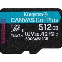 Abbildung von Kingston Canvas Go Plus microSDXC Speicherkarte Gen4 200MB/s A2 U3 V30 512GB Einzelpaket ohne ADP SDCG4/512GBSP