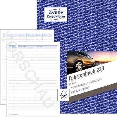 Abbildung von Avery Zweckform Formularblock 223 Fahrtenbuch DIN A5 40 Blatt