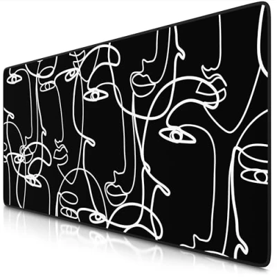 Abbildung von TITANWOLF XXL Speed Gaming Mauspad 900 x 400mm Mousepad Tischunterlage Large Size verbessert Präzision und Geschwindigkeit Art Faces