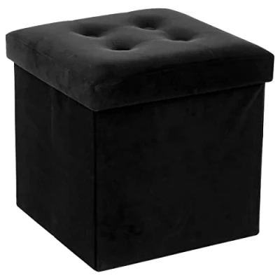 Abbildung von Atmosphera Klappbarer Hocker Lysandre Schwarz mit Samteffekt