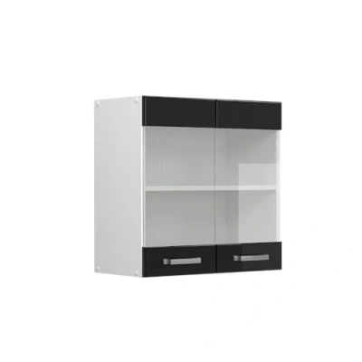 Abbildung von Vicco Glashängeschrank R Line, Schwarz Hochglanz/Weiß, 60 cm