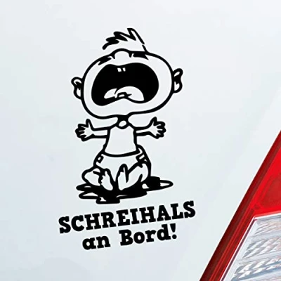 Abbildung von Hellweg Druckerei Schreihals an Bord! Baby Kind Junge Mädchen Auto Aufkleber Sticker Heckscheibenaufkleber