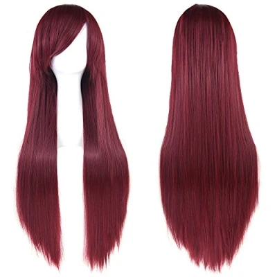 Abbildung von Fouriding 31&quot; Brown Women&#039;s Long Straight Cosplay Party Wigs Hairpieces Hair Cap Lolita Style Anime Wig