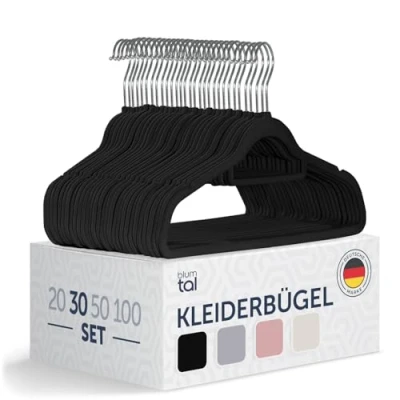 Abbildung von Blumtal Kleiderbügel Rutschfest Samtoptik Platzsparend, (30 tlg), Premium inkl. Krawattenhalter, 360 drehbar, Anti Rutsch Bügel