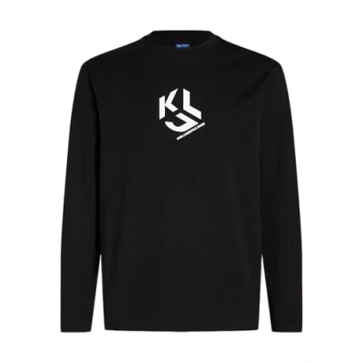 Abbildung von KARL LAGERFELD JEANS, Herren, Regelmässiges Monogramm Langarm T Shirt, Schwarz, 2Xtra Large