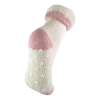 Abbildung von sock snob Damen Creme Winter Alpaka Wolle Anti Rutsch Kuschelsocken mit Sternen Abs (37/42, 08 Salmon)