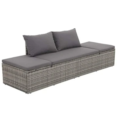 Abbildung von Festnight Garten Sonnenliege aus Poly Rattan Verstellbar Gartenbank Lounge Sofa Liege mit Sitzpolster GartenmoeBel (Grau und Dunkelgrau)