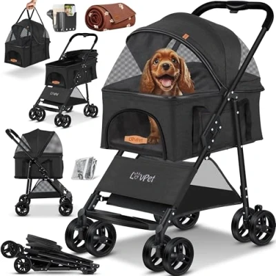 Abbildung von Lovpet Fahrradhundeanhänger, Hundewagen 2in1 Hundebuggy Hundebox Transporttasche Faltbar