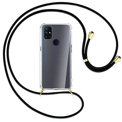 Abbildung von mtb more energy® Handykette kompatibel mit OnePlus Nord N10 5G (6.49&#039;&#039;) schwarz/Gold Smartphone Hülle zum Umhängen Anti Shock Strong Full TPU Case