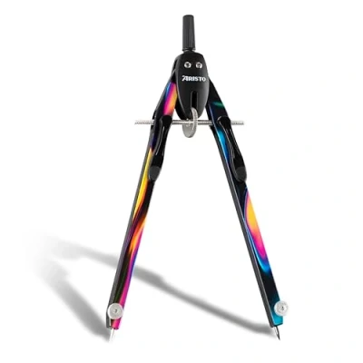 Abbildung von Aristo AR552815 24 BTS Schnellverstellzirkel mit unverstellbaren Zirkelschenkeln (Kreise bis 340mm Durchmesser, Zinkdruckguss, 2 Ersatzminen und Ersatznadel) dark iris