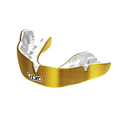 Abbildung von OPRO Instant Custom Fit Mundschutz, vom Zahnarzt angefertigter für ultimativen Komfort, Schutz, und Passform. Zahnschutz Rugby, Boxen, Hockey, MMA (Gold, Jugendliche)